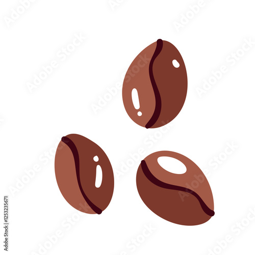 Three coffee beans, hand drawn vector illustration for design coffee shop.