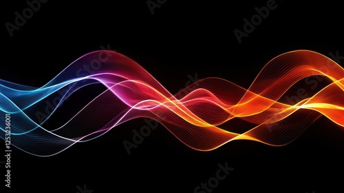 Abstract Colorful Glowing Waves