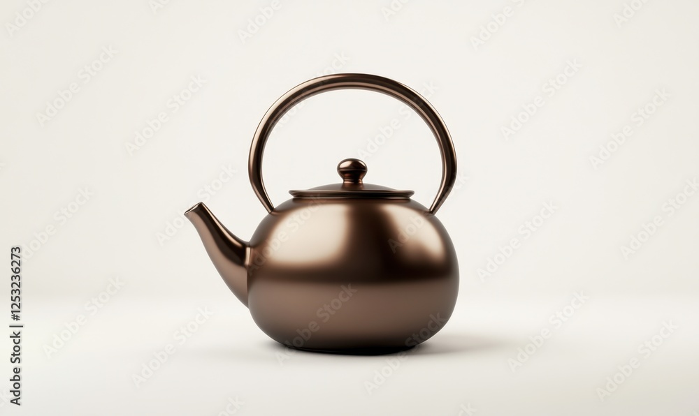 Bronze teapot, kitchen utensil, white background, brewing tea Bronze teapot, kitchen utensil, white background, brewing tea