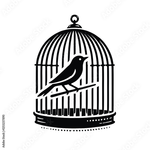 Bird Silhouette in Birdcage