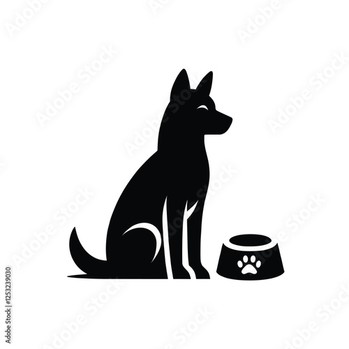 Dog Silhouette by Food Bowl