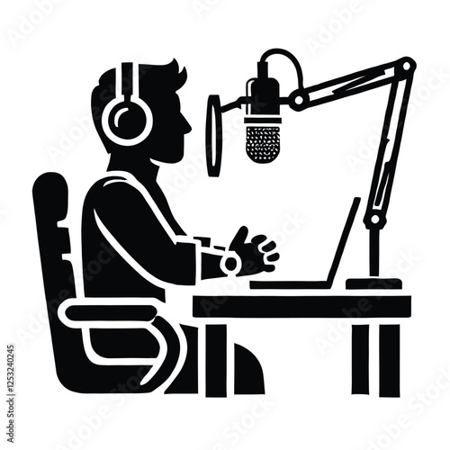 Podcaster Silhouette Speaking