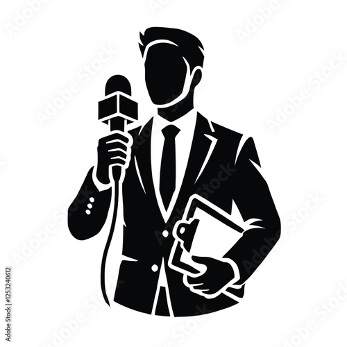 Reporter Silhouette with Microphone