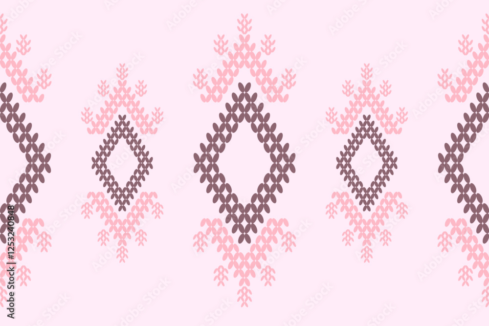 Ikat ethnic geometric abstract embroidery oriental traditional knitted pattern. Native geometry decorative design for fabric, wallpaper, background, interior, decoration, texture, border decor, print Ikat ethnic geometric abstract embroidery oriental traditional knitted pattern. Native geometry decorative design for fabric, wallpaper, background, interior, decoration, texture, border decor, print