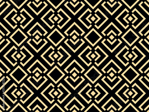 Abstract geometric pattern. A seamless vector background. Golden and black ornament. Graphic modern pattern. Simple lattice graphic design