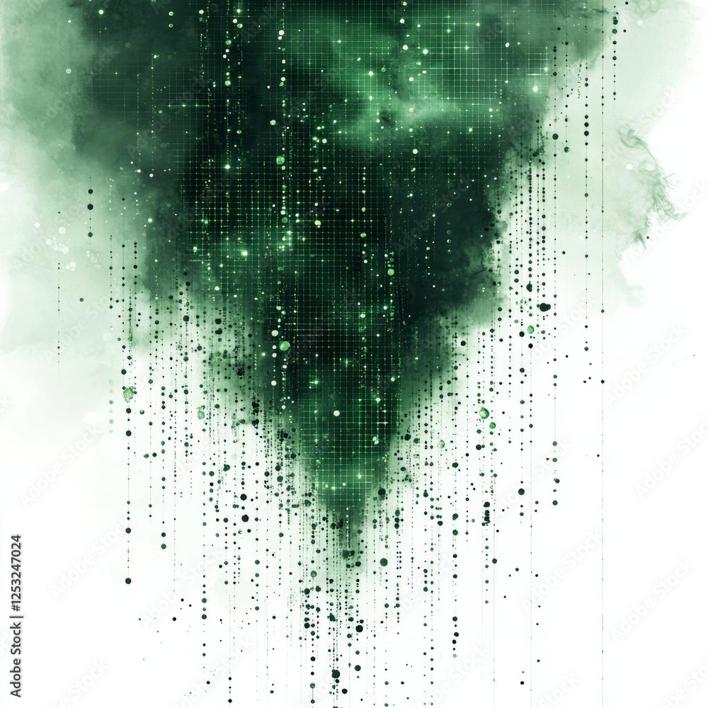 Abstract background, digital data , green matrix , isolated on white background, , copy space, copy space for text Abstract background, digital data , green matrix , isolated on white background, , copy space, copy space for text