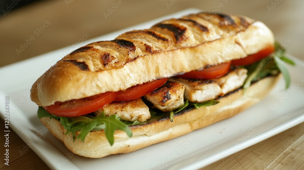 Freshly Made Crispy Golden Chicken Sandwich on a Wooden Table Freshly Made Crispy Golden Chicken Sandwich on a Wooden Table
