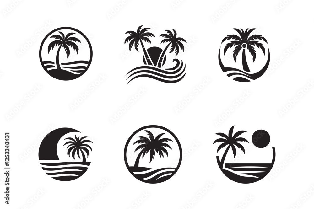 set of palm tree silhouette vector illustration
set of palm tree silhouette vector illustration