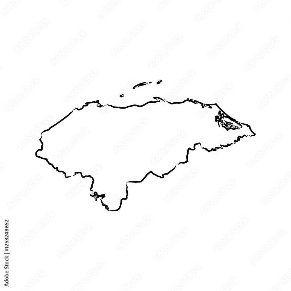 Honduras Map vector template sketch illustration Honduras Map vector template sketch illustration