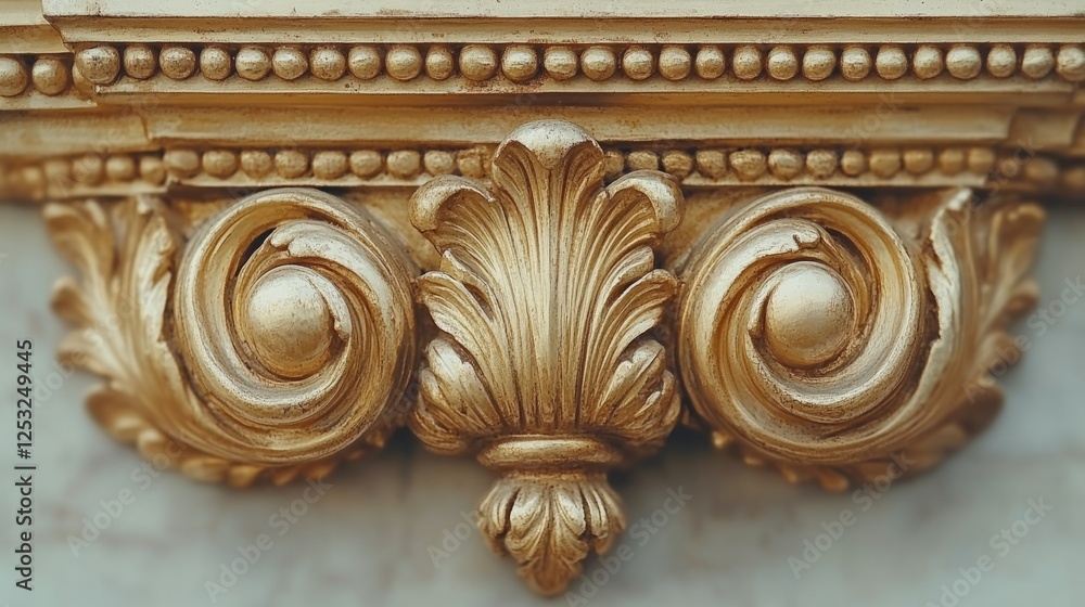 Naklejka premium Ornate golden detailing highlights skilled artistry in architectural decor