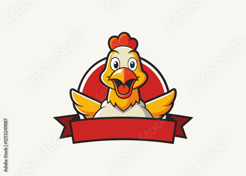 empty template with a Chicken mascot logo Vector illustration in cartoon style