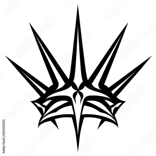 Tribal star crown decal illustration with pointed spikes abstract geometric modern minimalist design symbolic emblem vinyl wall sticker vector artwork