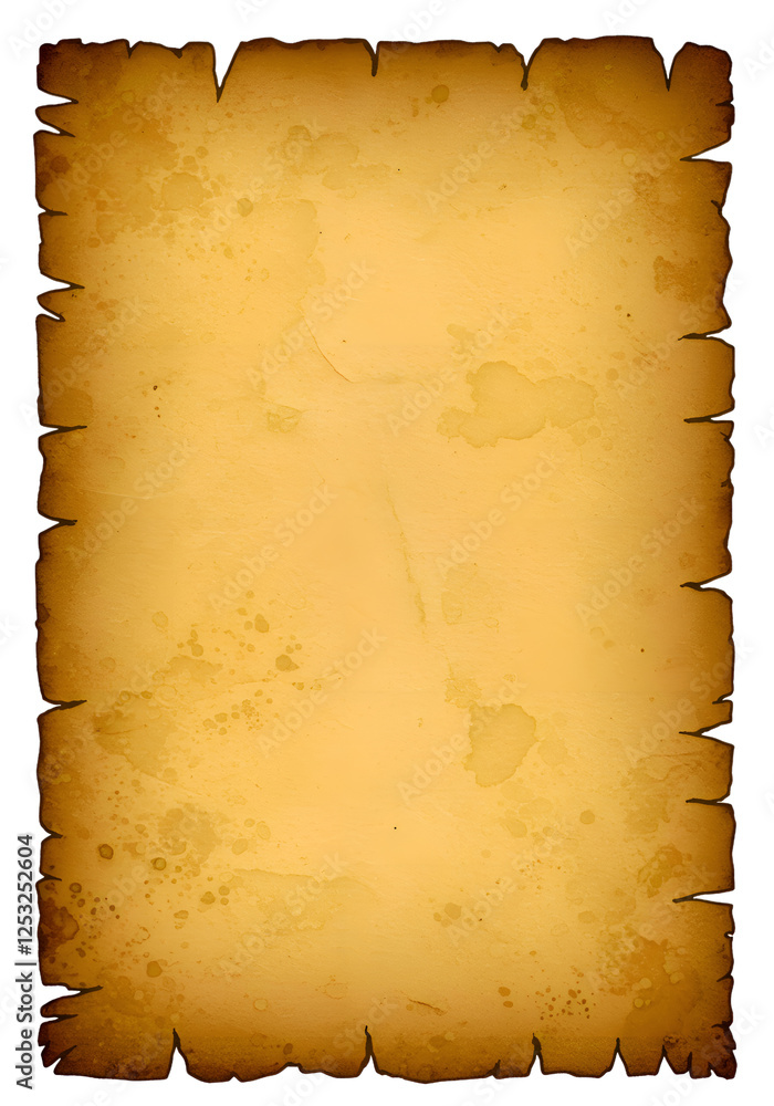 Fototapeta premium Old paper with burnt edges, on transparent background