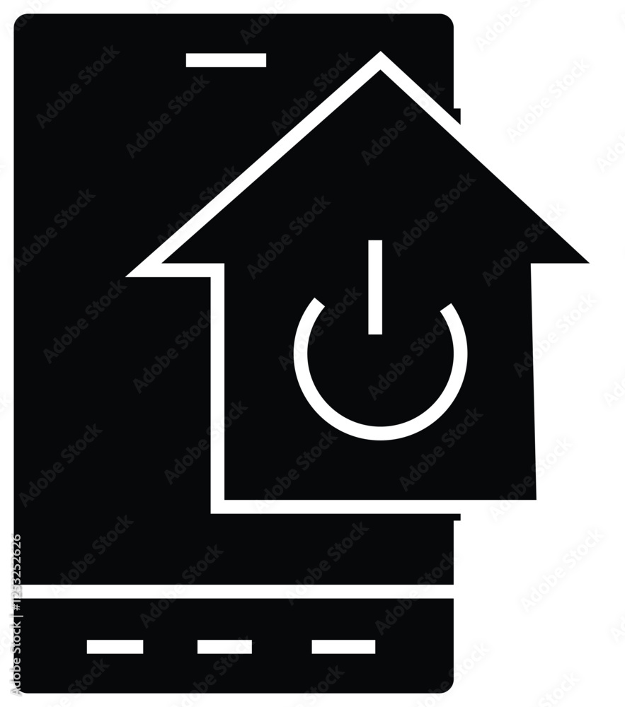 flat Icon of a smartphone with an upward arrow through a power symbol, representing energy management or eco-friendly technology upgrades with transparent background.