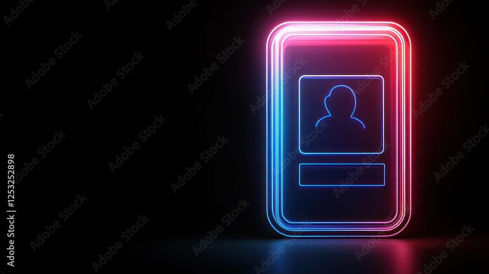 Neon Glowing Profile Icon On Mobile Screen Neon Glowing Profile Icon On Mobile Screen
