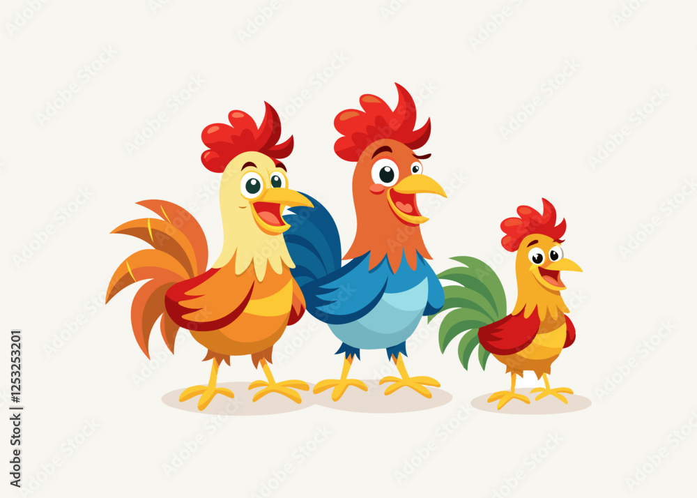 Fototapeta premium set chicken character cartoon logo, vector illustration white background