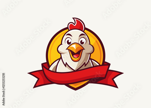 empty template with a Chicken mascot logo Vector illustration in cartoon style