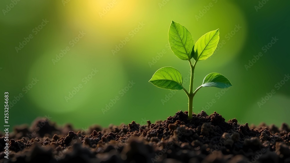 A small young tree. New life. Spring Festival and the beginning of planting trees and plants A small young tree. New life. Spring Festival and the beginning of planting trees and plants