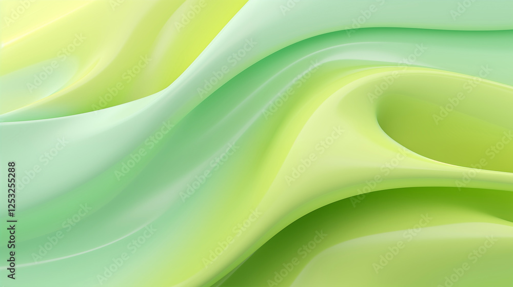 Fototapeta premium Abstract green and yellow flowing waves with gradient background