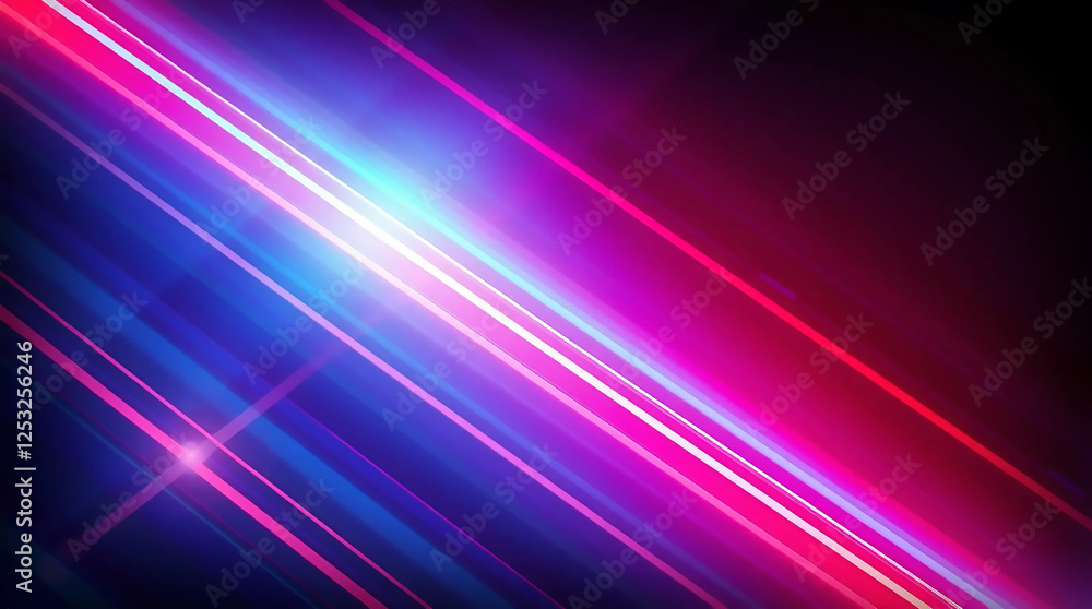 Fototapeta premium Vibrant Neon Abstract Background with Glowing Diagonal Lines