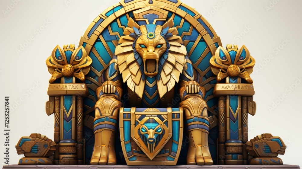 Fototapeta premium Majestic pharaoh s throne a stunning display of gold and brown textures on a minimalist background