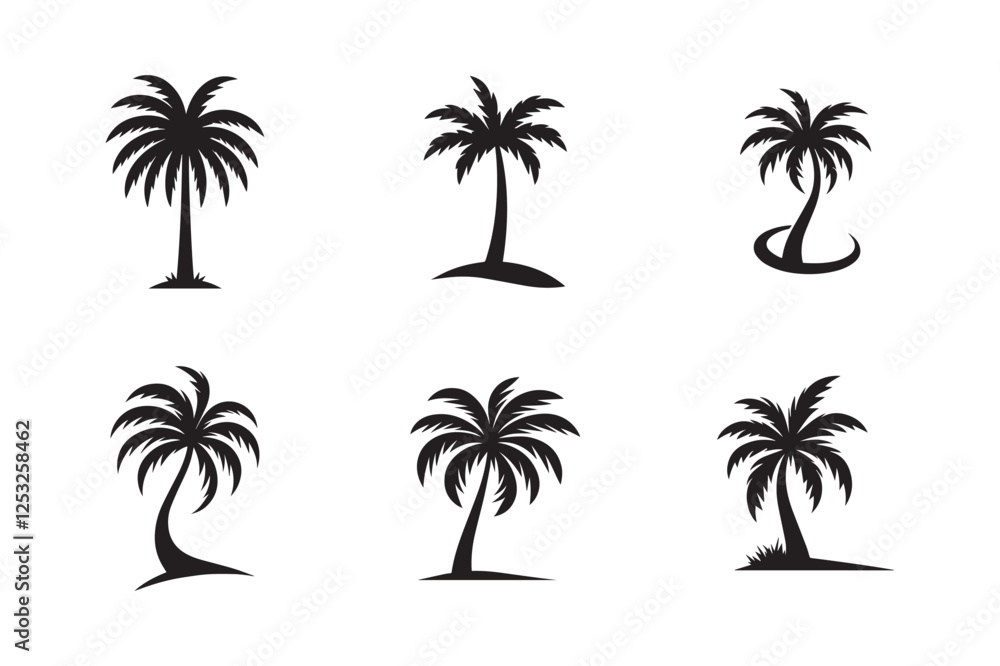 Fototapeta premium set of palm tree silhouette vector illustration