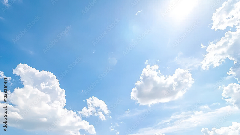 Obraz premium minimal heart shaped cloud floats in bright blue sky, evoking sense of peace and tranquility