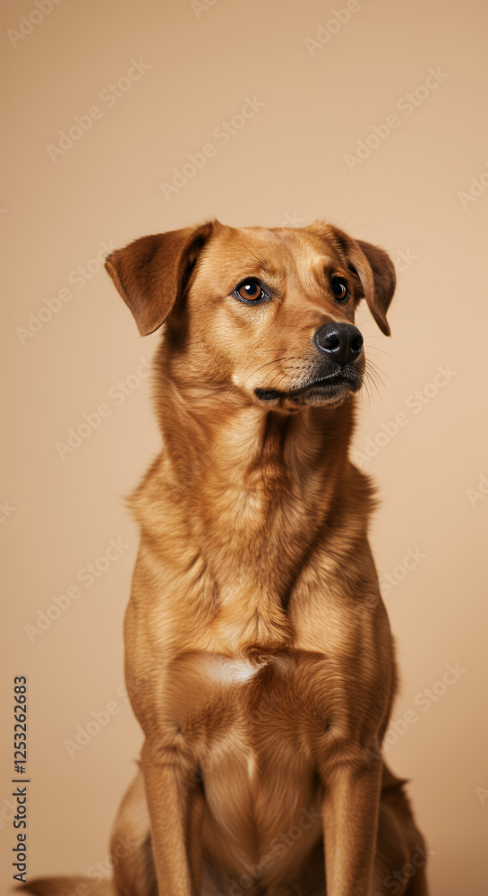 ** Regal Red Dog Portrait: Captivating Canine Stare on Neutral Background - Perfect Pet Photography! ** Regal Red Dog Portrait: Captivating Canine Stare on Neutral Background - Perfect Pet Photography!