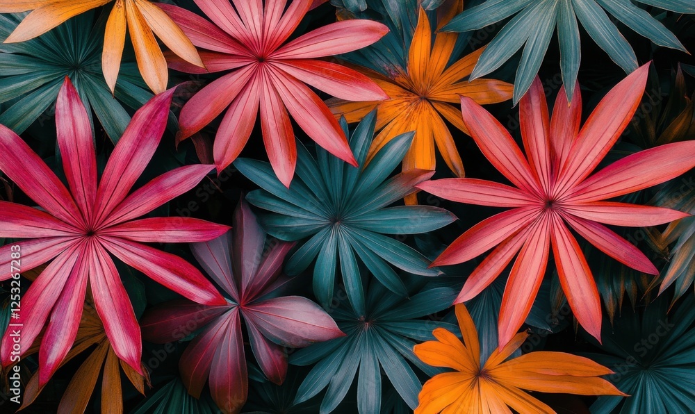 Vibrant tropical leaves, textured background, nature pattern, design element Vibrant tropical leaves, textured background, nature pattern, design element