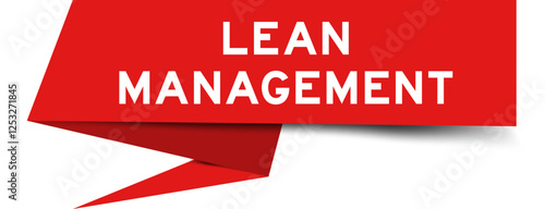 Red color speech banner with word lean management on white background