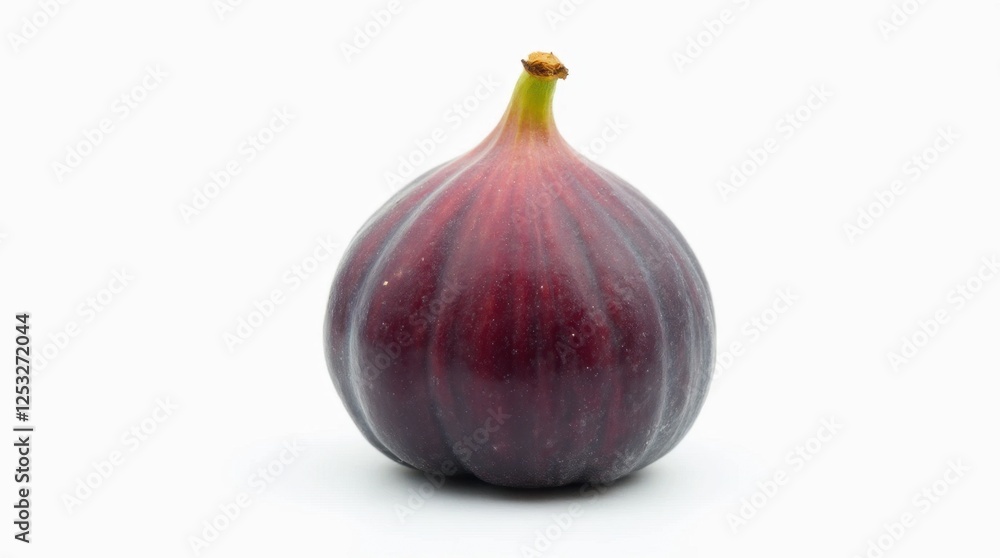 Obraz premium Single Ripe Purple Fig Isolated on White Background