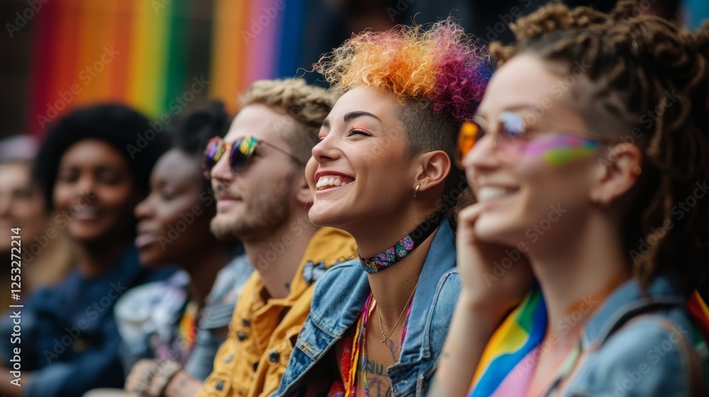 Joyful Diverse Group Celebrating Pride and Inclusion at Event Joyful Diverse Group Celebrating Pride and Inclusion at Event