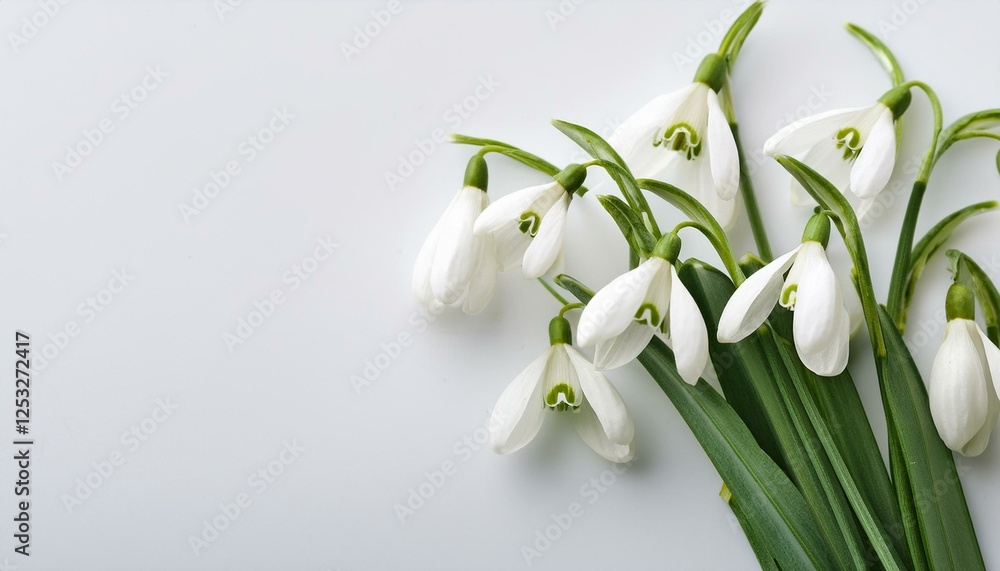 Fototapeta premium elegant snowdrop flowers on white background