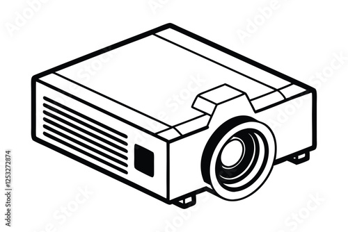 Line art drawing of a projector vector art illustration2.eps