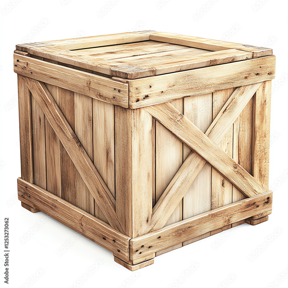 A rustic wooden crate, ideal for storage or transport A rustic wooden crate, ideal for storage or transport