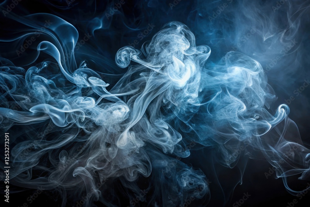 Fototapeta premium Abstract Swirling Blue and White Smoke Design, Perfect for Backgrounds and Creative Projects