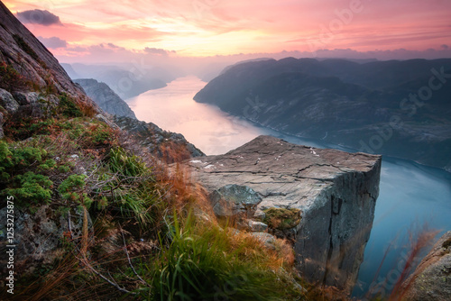 Sunrise above Pulpit Rock in Norway