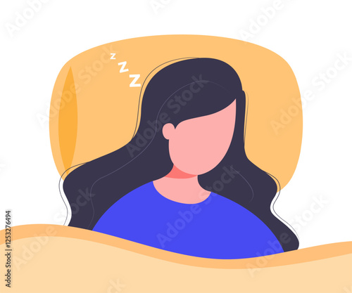 Vector illustration of sleeping woman on transparent background