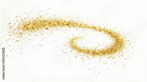 Golden Glitter Swirl on White Background