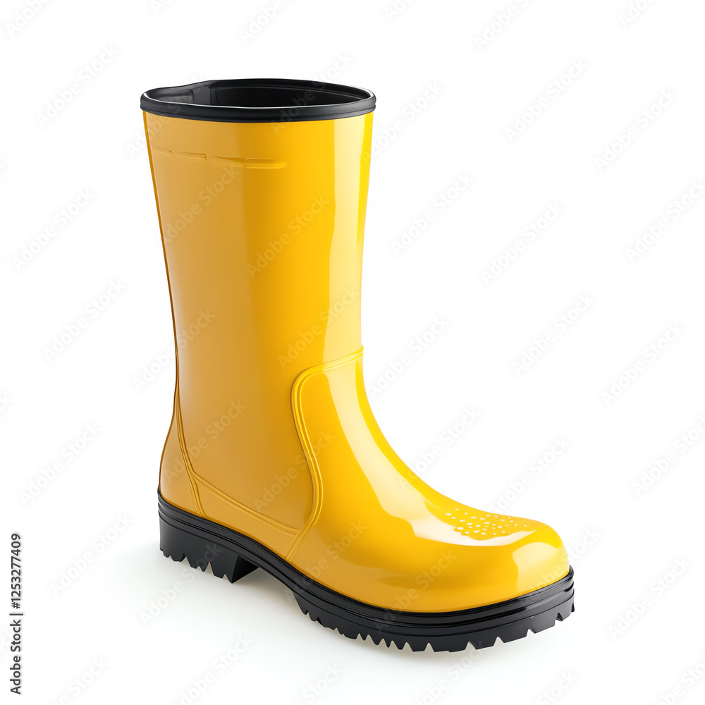 A stylish yellow rubber boot designed for comfort and functionality A stylish yellow rubber boot designed for comfort and functionality