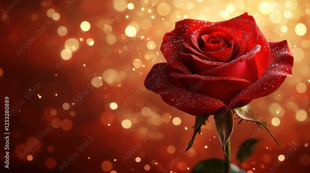 Romantic red rose, bokeh background, Valentine's Day card Romantic red rose, bokeh background, Valentine's Day card