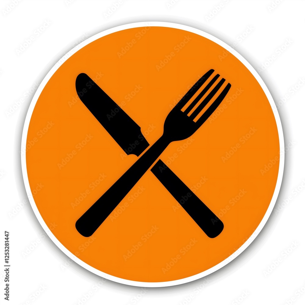 Crossed Fork Knife Dining Symbol Orange Circle Decal Restaurant Food Service Culinary Equipment Kitchen Utensils Catering Business Sign Professional Crossed Fork Knife Dining Symbol Orange Circle Decal Restaurant Food Service Culinary Equipment Kitchen Utensils Catering Business Sign Professional