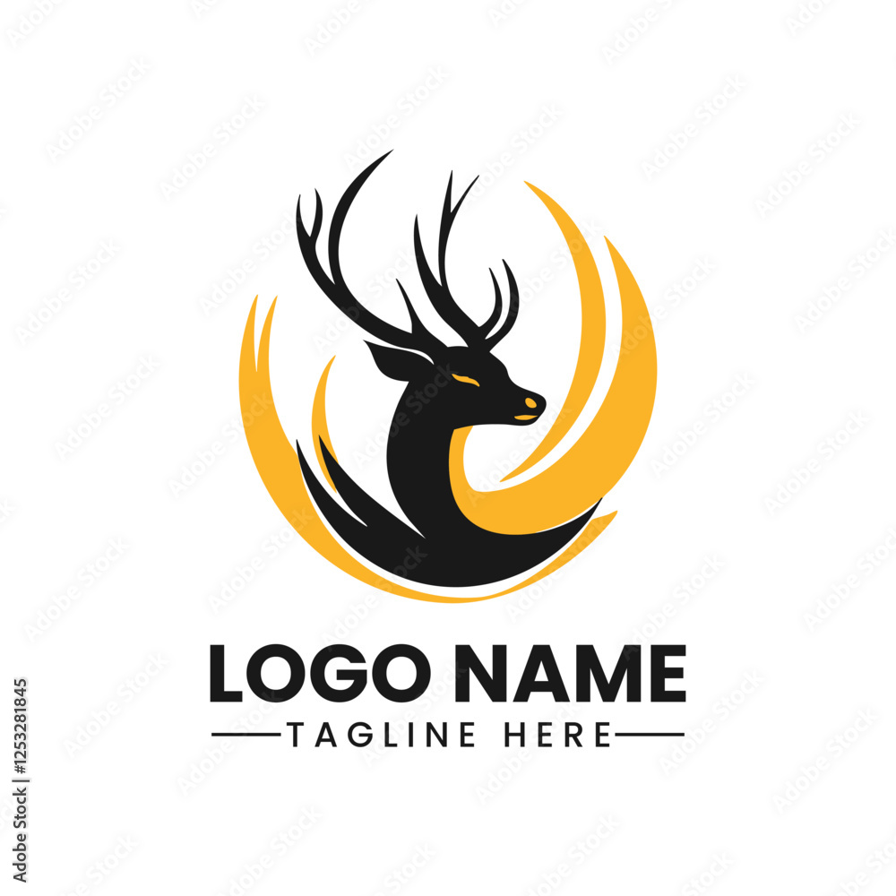 Deer logo vector illustration icons wild deer outdoor brand label. Elk antlers sign. Wildlife stag symbol. Vector illustration Deer logo vector illustration icons wild deer outdoor brand label. Elk antlers sign. Wildlife stag symbol. Vector illustration
