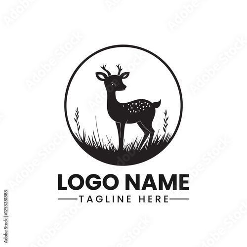 Deer logo vector illustration icons wild deer outdoor brand label. Elk antlers sign. Wildlife stag symbol. Vector illustration
