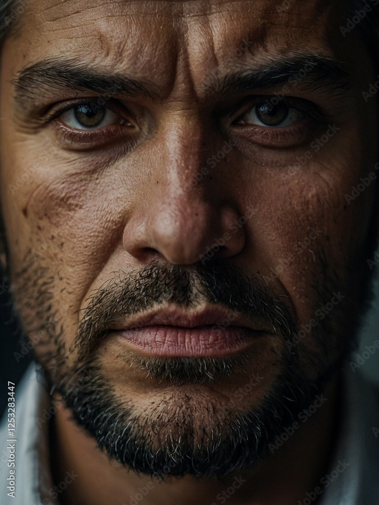 Fototapeta premium Portrait of a man, focused expression.