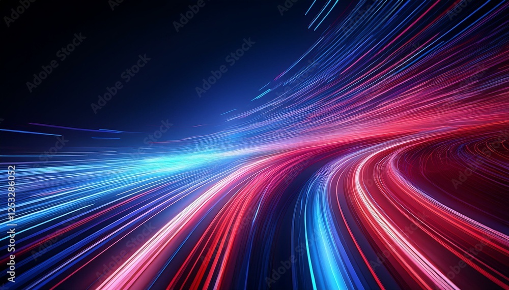 speed light lines motion blur on dark background data transfer simulation blue to red lights speed light lines motion blur on dark background data transfer simulation blue to red lights