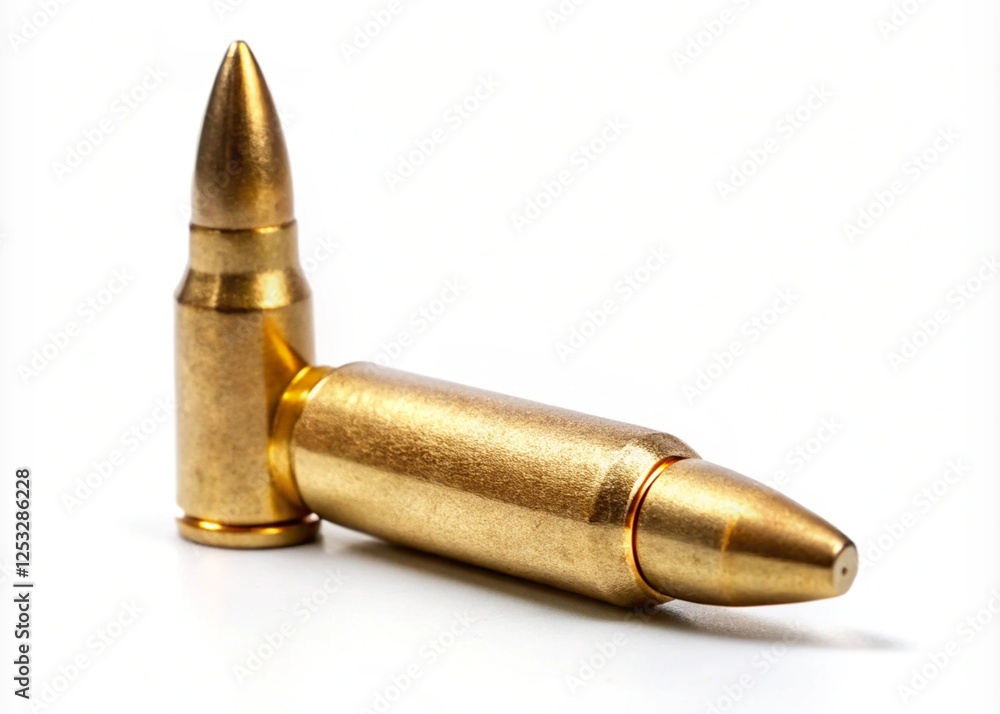 Bullet Ammunition Weapon On A White Background Bullet Ammunition Weapon On A White Background