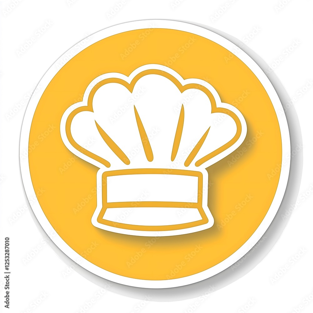 Professional Chef Hat Cooking Kitchen Restaurant Culinary Food Service Symbol Modern Yellow Circle Vector Decal Art Design Icon Professional Chef Hat Cooking Kitchen Restaurant Culinary Food Service Symbol Modern Yellow Circle Vector Decal Art Design Icon