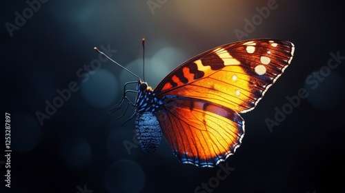 Vibrant Monarch Butterfly with Colorful Wings on a Dark Background