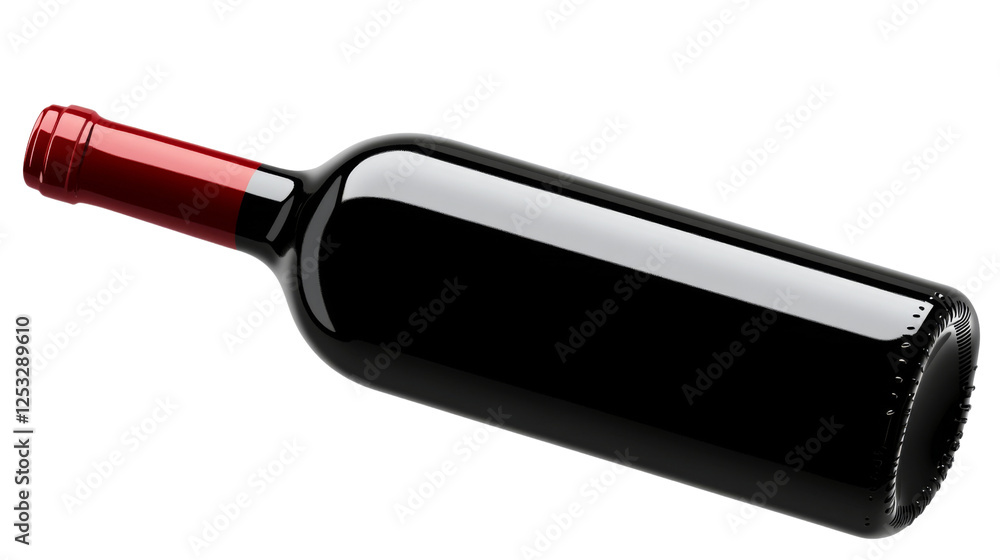 Elegant wine bottle lying down on transparent background Elegant wine bottle lying down on transparent background